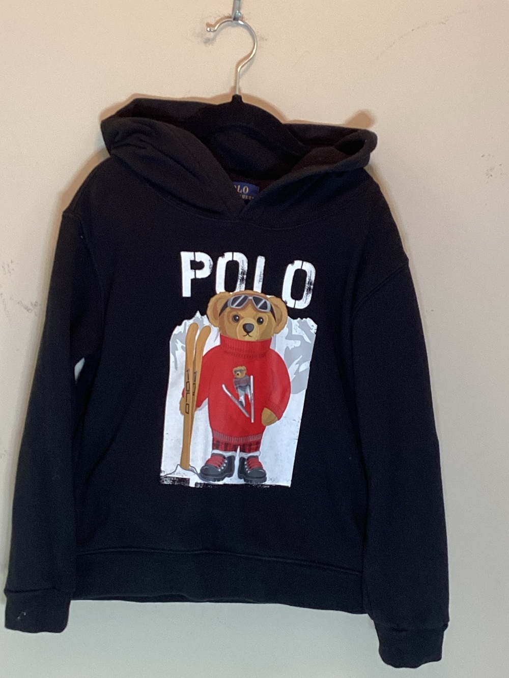Polo Ralph Lauren Kids Black Ski Bear Fleece Graphic Hoodie